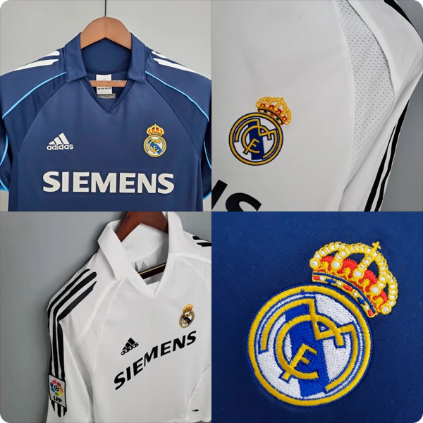 Detalles de las camisetas local y visitante del real madrid en 2005-06