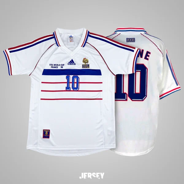 Camiseta de Zinedine Zidane en Francia 1998 visitante