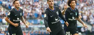 Jugador celebrando un gol con la segunda equipación del atlético de madrid 2022 2023