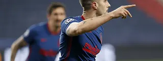 Jugador celebrando con la camiseta visitante atlético de madrid 2020