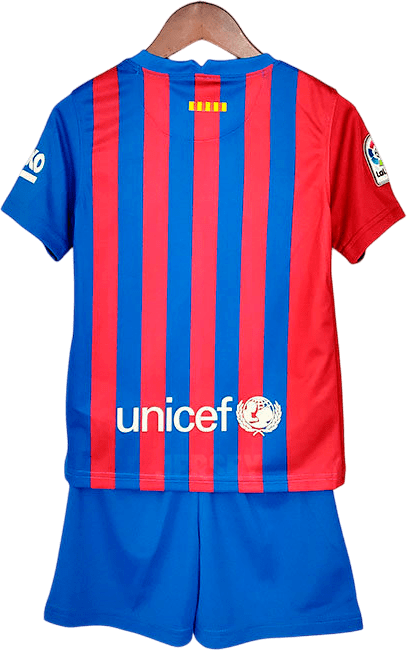 camiseta retro barcelona 2021-22 versión infantil reverso