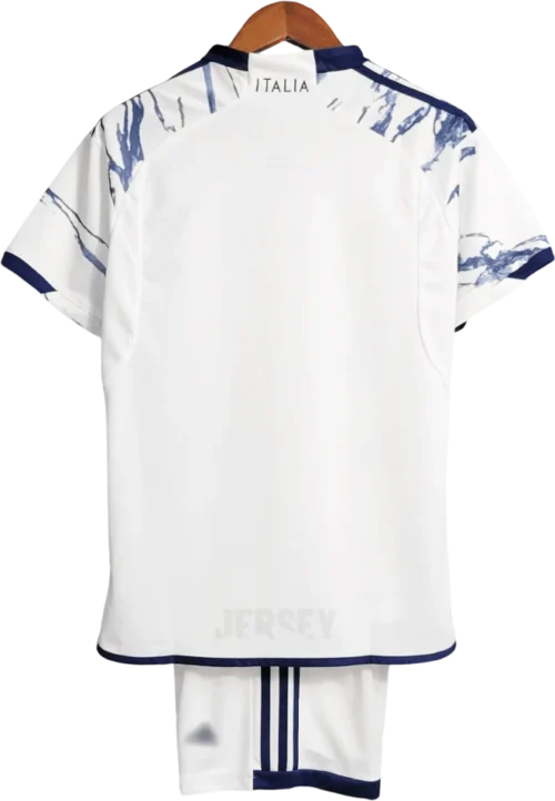 camiseta italia 2023 versión infantil visitante reverso