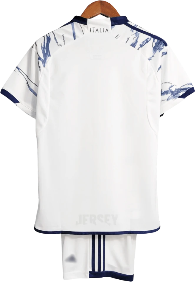 camiseta italia 2023 versión infantil visitante reverso