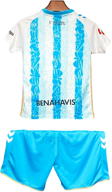 camiseta málaga versión infantil 2024 25 reverso