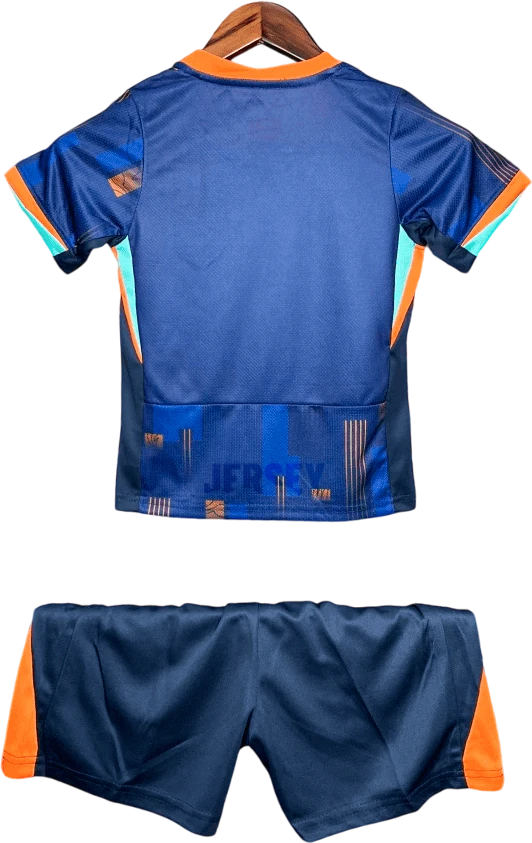 camiseta retro holanda 2024 versión infantil visitante reverso