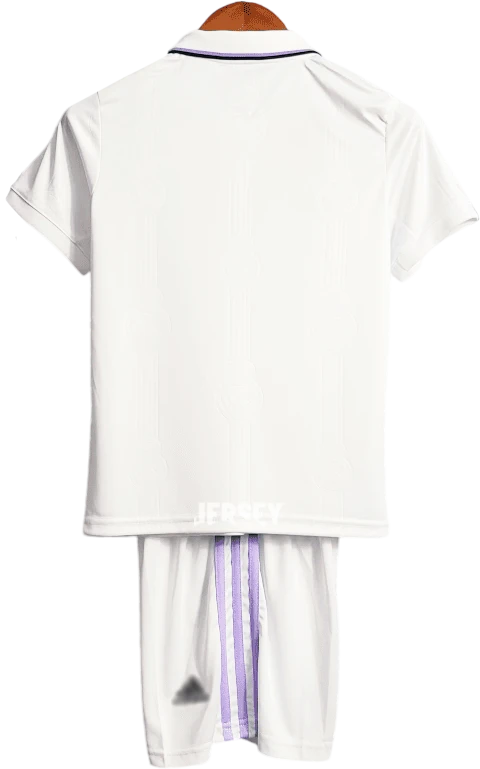 camiseta retro real madrid 2022 versión infantil reverso
