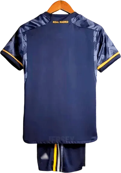 camiseta retro real madrid 2023 visitante versión infantil reverso