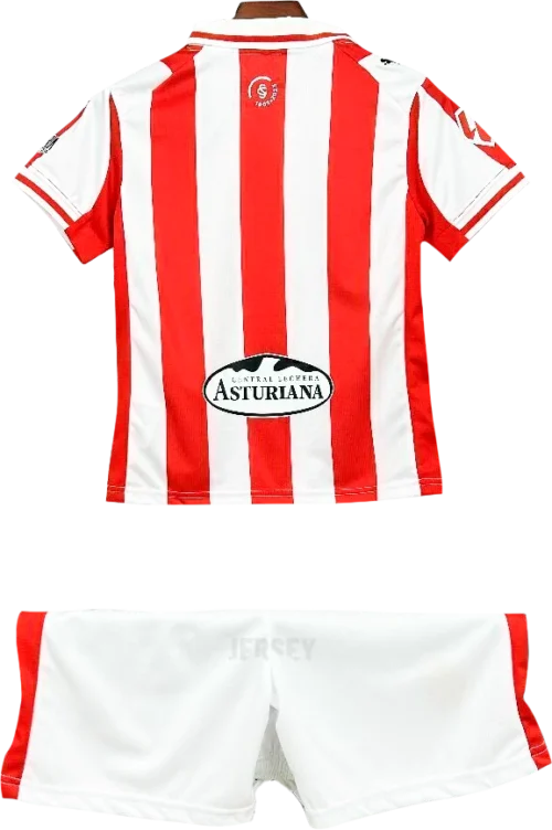 camiseta sporting de gijón 2025 26 versión infantil reverso