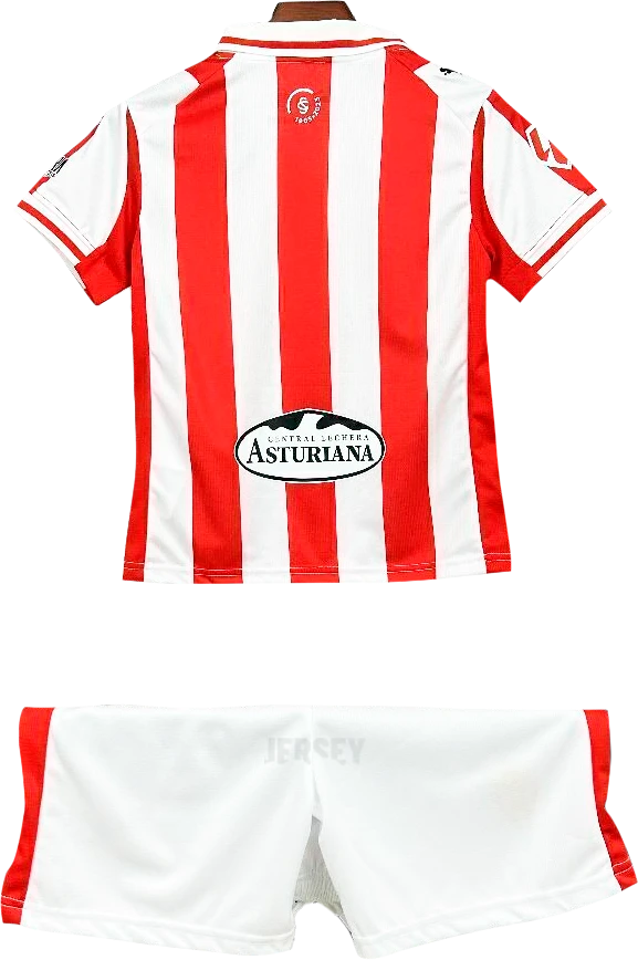 camiseta sporting de gijón 2025 26 versión infantil reverso