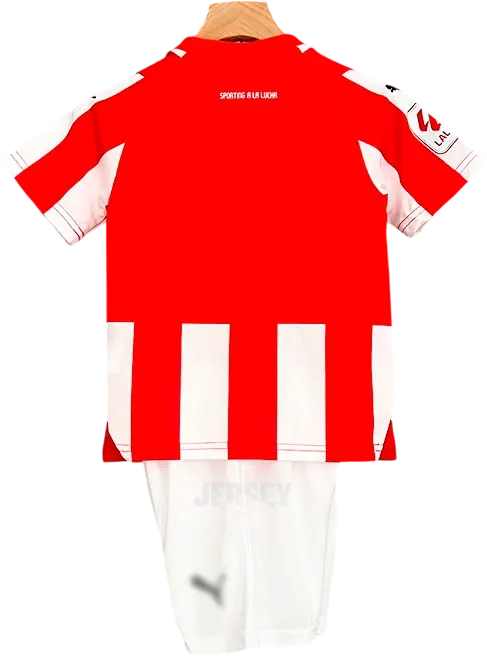 camiseta sporting de gijón 2023 24 versión infantil reverso