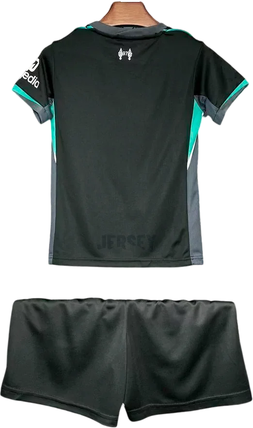 Camiseta Liverpool 2024 25 visitante versión infantil reverso
