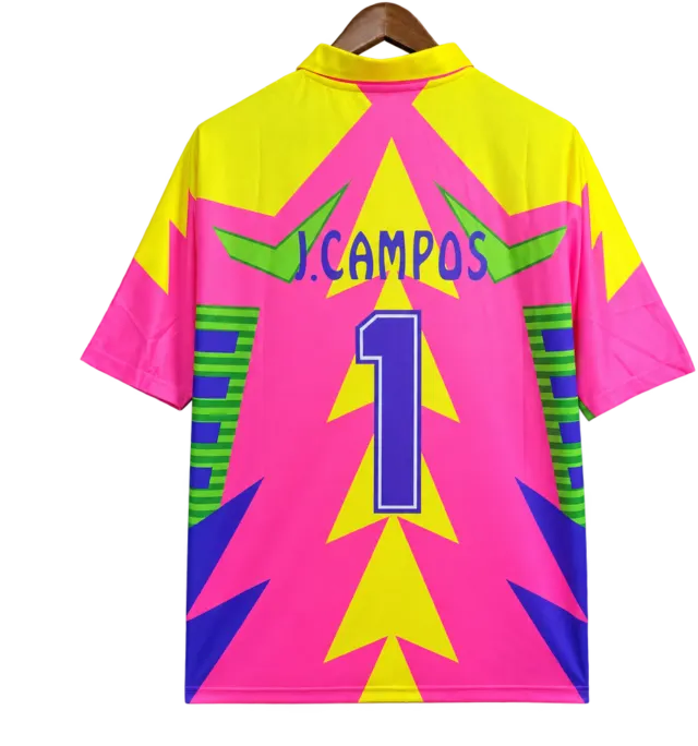 Camiseta Mexico 1998 Local Portero — Campos 1 - Rosa y amarillo — Espalda