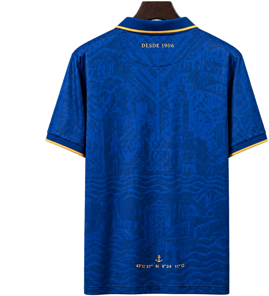 Camiseta Deportivo De La Coruna 2026-27 Edición Especial — 120 Aniversario Polo Azul — Espalda